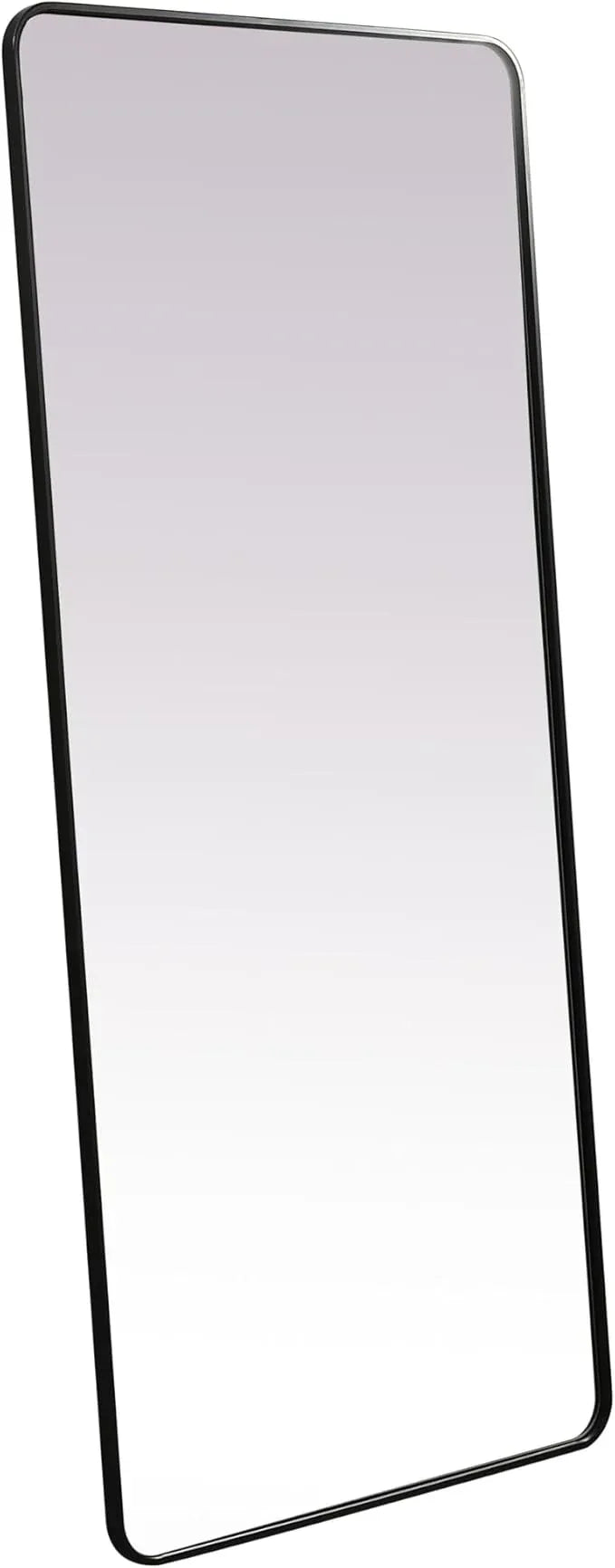 ARS Concepts Aura, Soft Corner Metal Rectangle Mirror 32X72 Inch in, Modern, Black - ModernBath