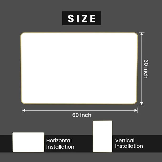 JISOSO Gold Bathroom Mirror, 60x30 Inch Brushed Gold Metal Frame Mirror for Wall, Rounded Rectangle Bathroom Vanity Mirror, Tempered Glass, Anti-Rust, Horizontal/Vertical - ModernBath