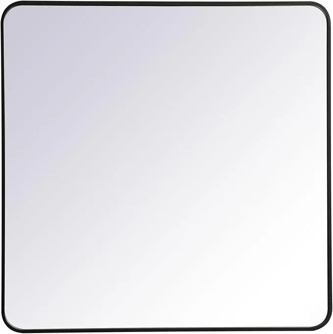 ARS Concepts Aura, Soft Corner Metal Rectangular Mirror 36X36 Inch in, Modern, Black - ModernBath