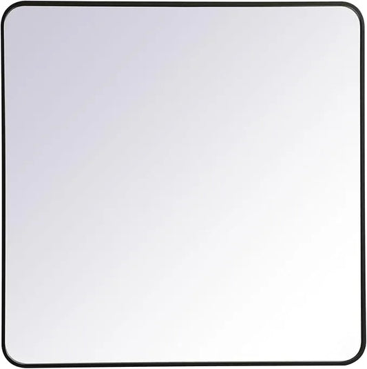 ARS Concepts Aura, Soft Corner Metal Rectangular Mirror 36X36 Inch in, Modern, Black - ModernBath