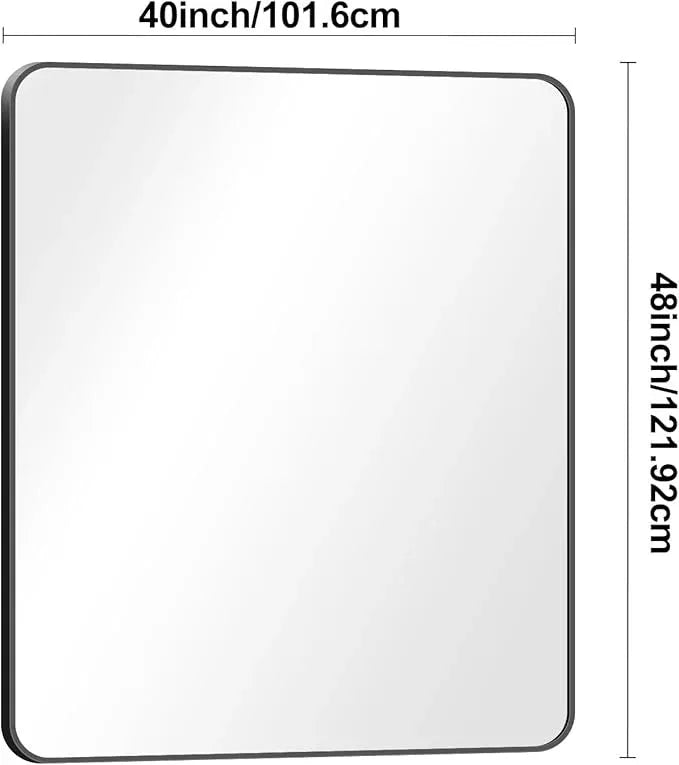 BONEWEI Black Bathroom Mirror,40x48 inch Wall Mirror for Bathroom Wall Mounted,Rectangle Mirror for Bathroom Over Sink,Modern Frame Round Corner for Living Room,Bedroom Entryway,Horizontal/Vertical - ModernBath