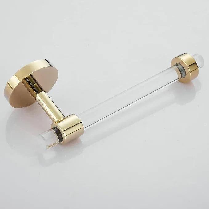 3 Pieces Bathroom Accessories Hardware Set Wall Mounted,Towel Rack 16 inches+Toilet Paper Holder+Hook,Acrylic and Brass,Gold Towel Bar Set SHUNLI - ModernBath