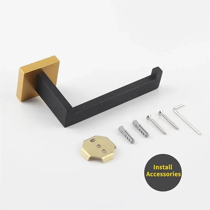 GERZWY Bathroom Toilet Paper Holder Stainless Steel Tissue Paper Roll Holder Wall Mount (Black & Gold) FG1605-BD - ModernBath