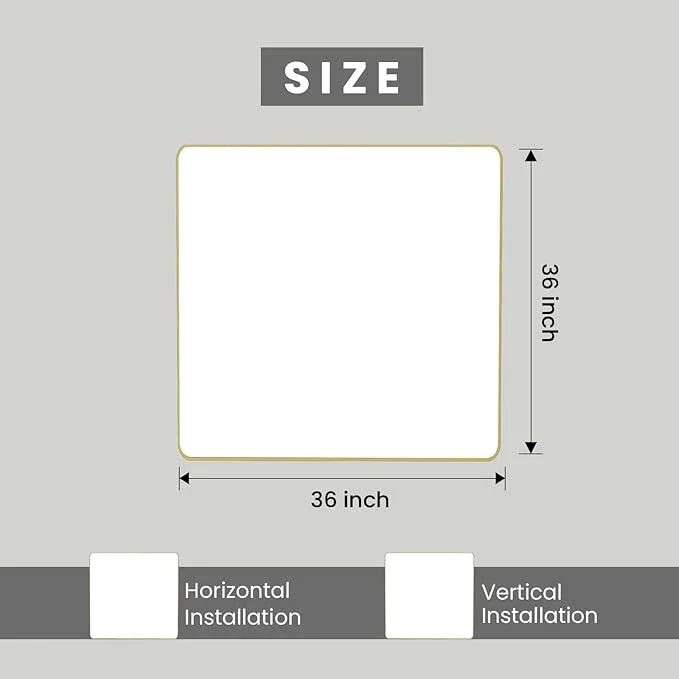 JISOSO Gold Bathroom Mirror, 36x36 Inch Brushed Gold Metal Frame Mirror for Wall, Rounded Rectangle Bathroom Vanity Mirror, Tempered Glass, Anti-Rust, Horizontal/Vertical - ModernBath