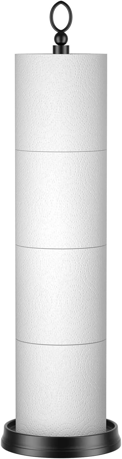 Heavy Weighted Toilet Paper Holder (with Reserve Function) Free Standing, Spare Toilet Paper Roll Storage Stand for Bathroom Total Height 22.5" ，Matte Black - ModernBath