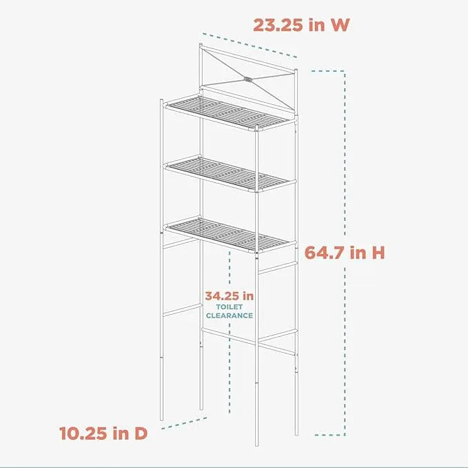 Zenna Home Over the Toilet Storage Shelf Space Saver, Behind Toilet Bathroom Organizer and Storage, Metal Bathroom Organizer with 3 Shelves, Satin Nickel - ModernBath