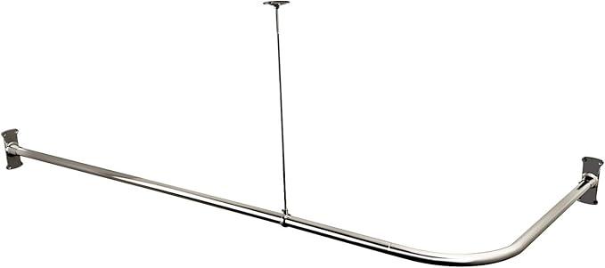 Artiwell L Shaped Shower Curtain Rod, Bathroom Bathtub Corner Shower Curtain Rod with Ceiling Support (CHROME PLATED) - ModernBath