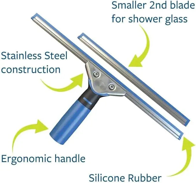 Professional Squeegee - Premium Quality Silicone Rubber Blades with Ergonomic Handle for Streak-Free Cleaning - Perfect for Windows, Shower Doors, and Railings - ModernBath