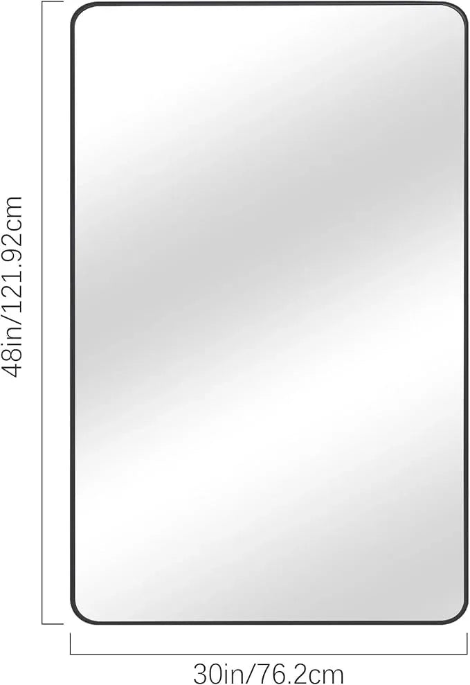 DESBING 30" x 48"Bathroom Mirror, Matte Black Wall Mirror with Metal Frame, Decorative Rectangular Vanity Mirror for Bedroom Bathroom Living Room Entryway (Horizontal/Vertical) - ModernBath