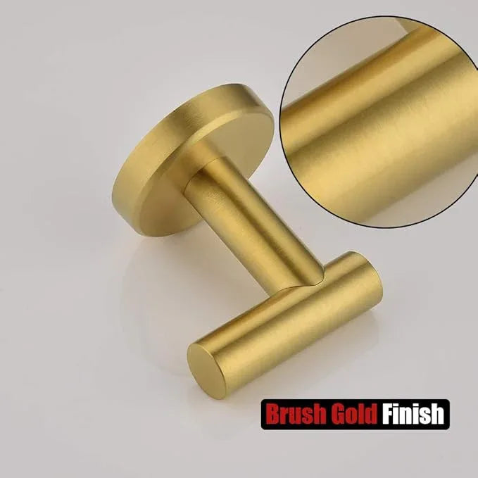 JQK Bathroom Towel Hook Brushed Gold, Brass Coat Robe Clothes Hook for Bathroom Kitchen Garage Wall Mounted (Pack of 2), SUS 304 Stainless Steel 0.8mm, TH100-BG-P2 - ModernBath