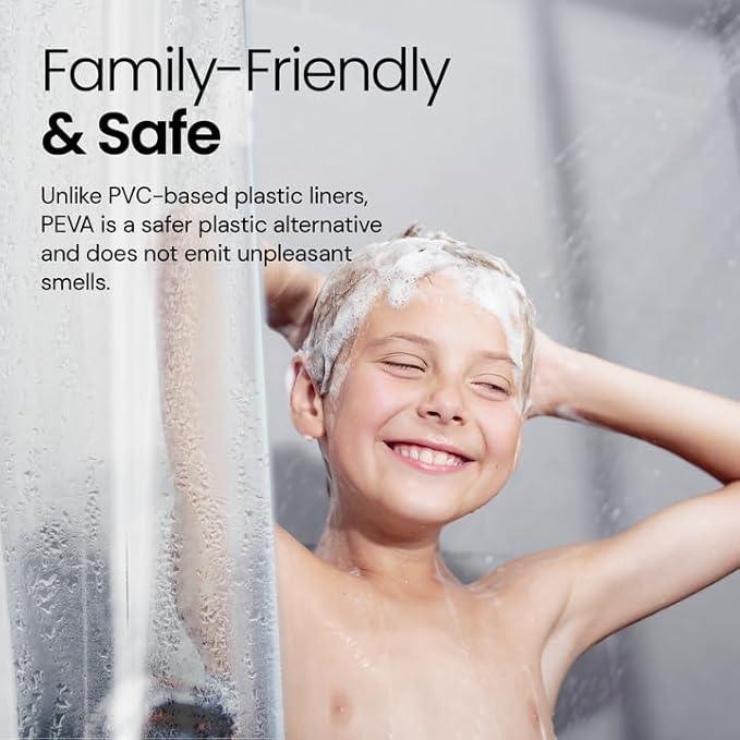 LiBa Waterproof Plastic Shower Curtain - Bathroom Shower Curtain Premium PEVA Non-Toxic with Rust Proof Grommets Frosted 8G Bathroom Accessories 36x72 - Frosted - ModernBath