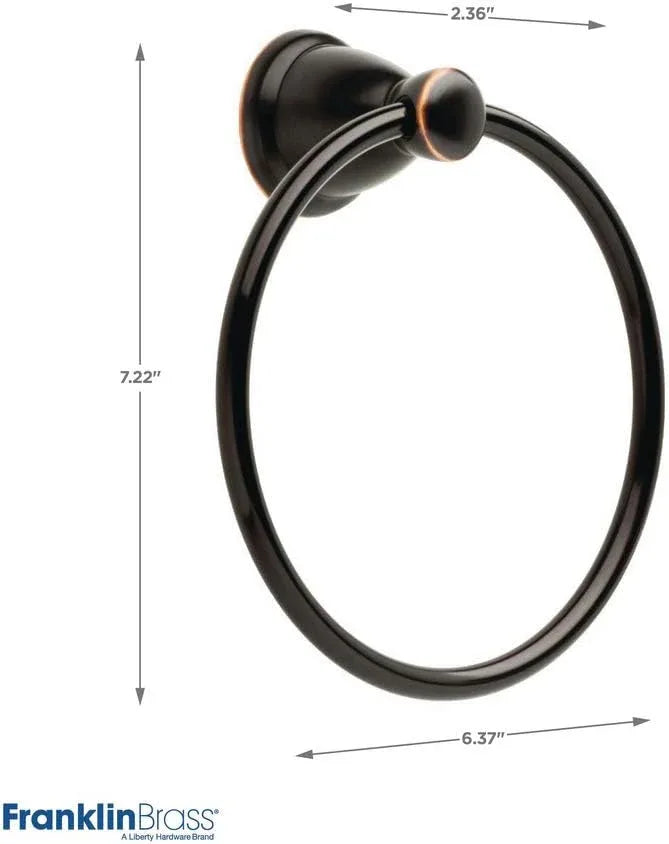 Franklin Brass Kinla 3-Piece Bathroom Set Oil Rubbed Bronze 24" Towel Bar Rack, Toilet Paper Holder, Ring Hardware KIN3PC-ORB - ModernBath