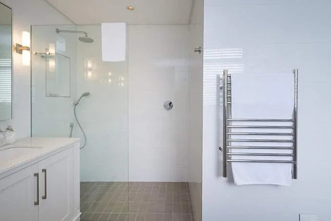 Amba Jeeves ESP Model E-Straight 12-Bar Hardwired Towel Warmer in Polished - ModernBath
