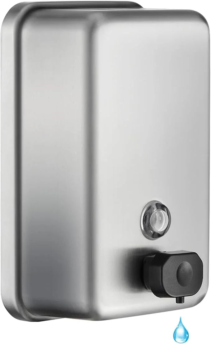 Commercial Wall Mount Soap Dispenser - Stainless Steel Bathroom Hand Soap 38.8oz Liquid - Anti-Leak Pump and Large Capacity Brushed Refillable - ModernBath