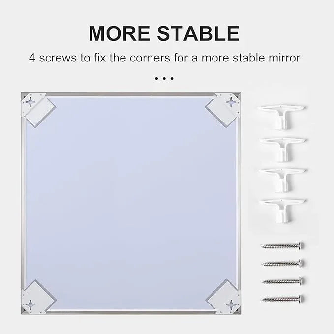 LEDLUX 30x30 Inch Silver Bathroom Mirror - Copper-Free Mirror, Aluminum Alloy Frame Vanity Rectangle Wall Mounted Modern Mirror for Bedroom/Living Room/Porch Horizontal or Vertical - ModernBath