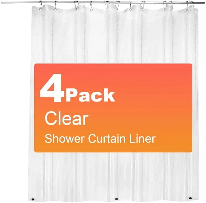 ZEMAHOME 4 Pack PEVA Plastic Shower Curtain Liner Premium Light Weight 72" x 72" Clear Bathroom Shower Showroom Curtain Liner with Rustproof Metal Gromments and Weighted Magnet - ModernBath