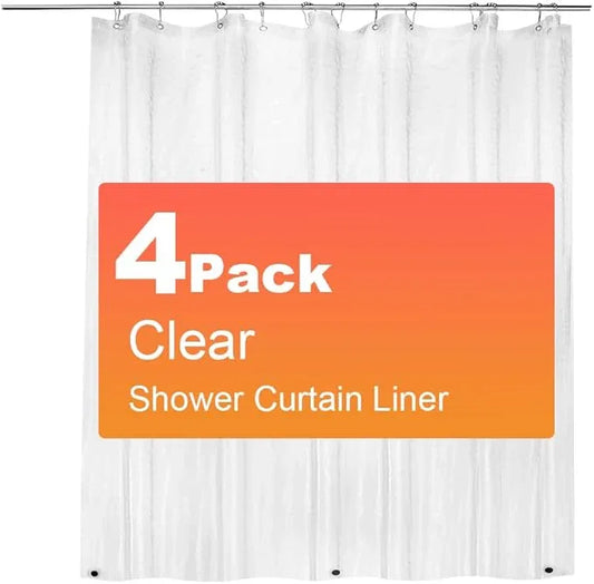 ZEMAHOME 4 Pack PEVA Plastic Shower Curtain Liner Premium Light Weight 72" x 72" Clear Bathroom Shower Showroom Curtain Liner with Rustproof Metal Gromments and Weighted Magnet - ModernBath