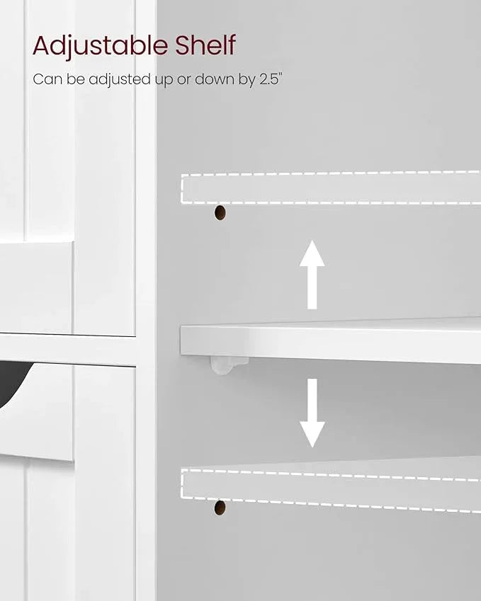 VASAGLE Floor Storage Cabinet, Freestanding Storage Unit with 3 Drawers, 1 Adjustable Shelf, for Bathroom Living Room Dining Kitchen, 11.8 x 23.6 x 31.5 Inches, White UBBC49WT - ModernBath