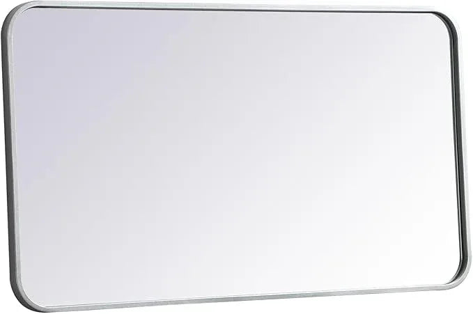 ARS Concepts Aura, Soft Corner Metal Rectangular Mirror 20X36 Inch in, Modern, Silver - ModernBath