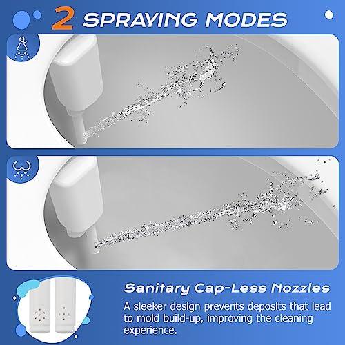 SAMODRA Ultra-Slim Hygienic Bidets Attachment for Existing Toilets - Adjustable Fresh Water Pressure Dual Nozzle (Frontal & Rear Wash) Easy to Install, Silver - ModernBath