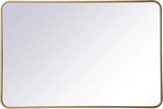 ARS Concepts Aura, Soft Corner Metal Rectangular Mirror 28X42 Inch in, Modern, Brass - ModernBath