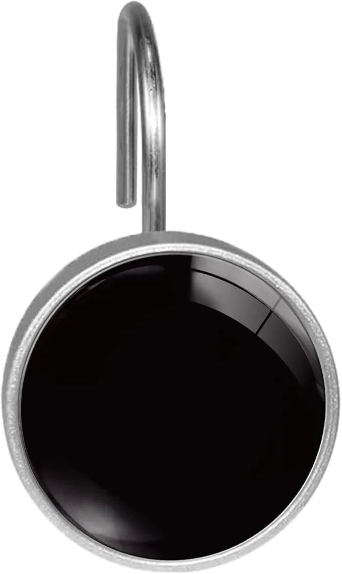 Black Shower Curtain Hooks Set of 12 Rustproof Metal Decorative Shower Hooks for Curtains Rods Shower Curtain Rings for Bathroom Living Room Bedroom - ModernBath