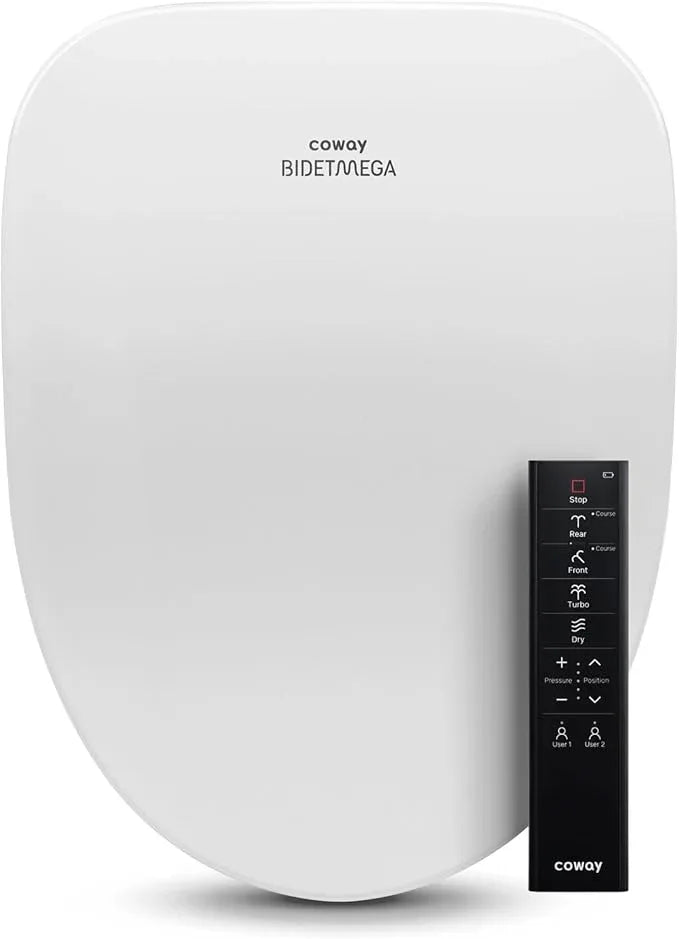 Coway Electronic Bidet Elongated Toilet Seat with Instantaneous Water Heating, Heated Seat and Dryer, Auto Open and Close Lid, Night Light, Deodorizer, Stainless Nozzle, Remote Control 500S - ModernBath