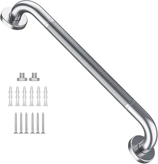 16 Inch Anti Slip Shower Grab Bar, Munzong Stainless Steel Bathroom Grab Bar, Satin Brushed Nickel Knurled Bathroom Balance Bar,Safety Hand Rail Support Handicap Elderly Senior Assist Bath Handle - ModernBath