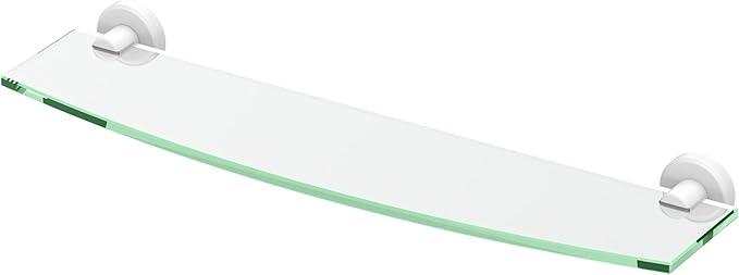 Gatco 5486 Locke Glass Shelf, Matte White/Wall Mounted 20.13" X 5.38" Tempered/Floating Rectangle Glass Shelf for Bathroom - ModernBath