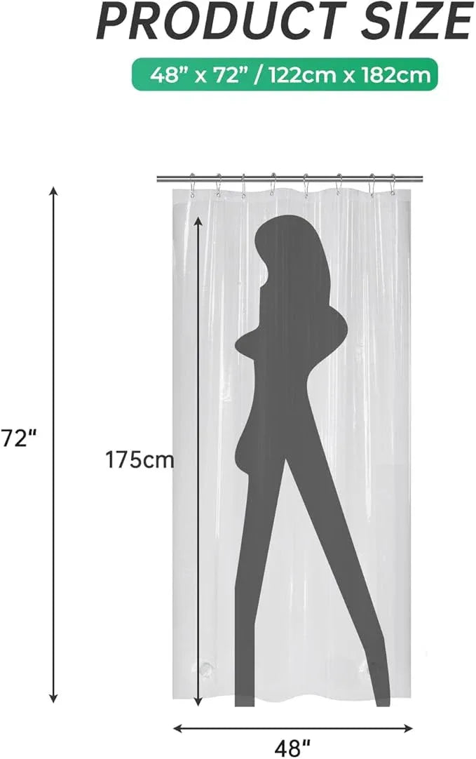 AmazerBath 48x72 Shower Curtain Stall, Small Shower Curtain for Shower Stall, Clear Bathroom Curtain Plastic, Thick PEVA Bathroom Accessories with 2 Clear Weighted Stones and 8 Grommet Holes - ModernBath