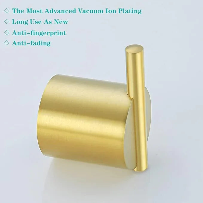 RANDOM Brushed Gold Towel Hook,Gold Hooks for Wall 304 Stainless Steel Towel Hooks for Bathrooms Kitchen Modern Towel Hook Wall Mounted Hand Towel Holder Coat Hooks 2 Pack.96068-8BG2 - ModernBath