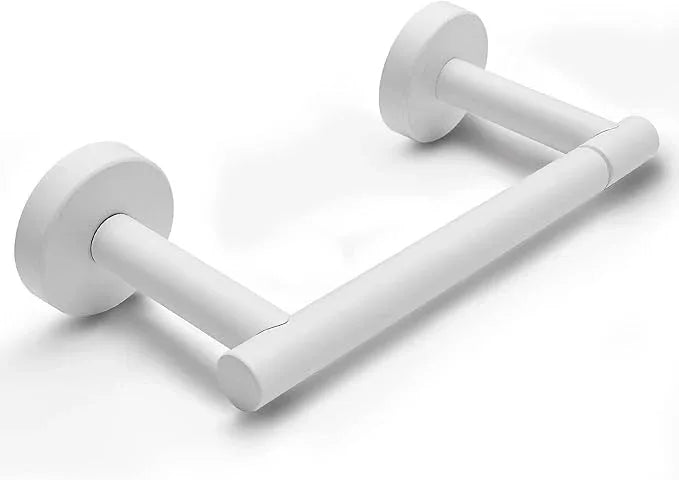 White Toilet Paper Holder Metal Bathroom Flexible Pivot Ceramic Jumbo Tissue Roll Holder on Wall Mounted, SUS 304 Stainless Steel Adjustable Toilet TP Mega Roll Holder Modern - ModernBath