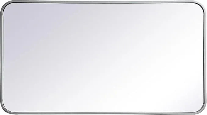 ARS Concepts Aura, Soft Corner Metal Rectangular Mirror 20X36 Inch in, Modern, Silver - ModernBath