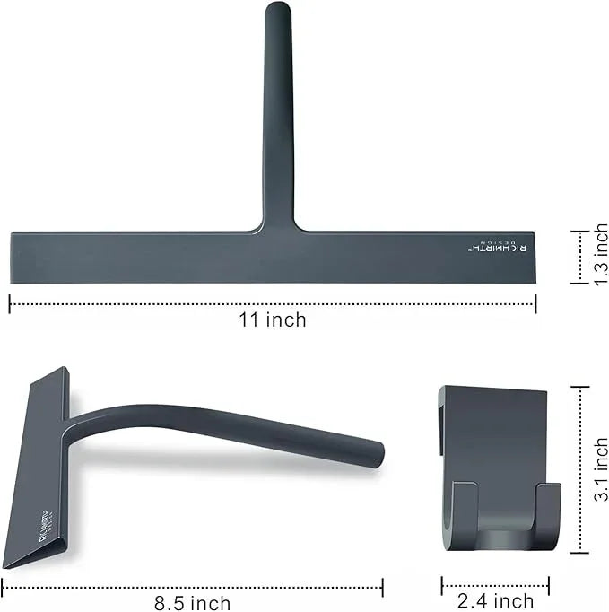 Shower Squeegee for Glass Doors, RICHMIRTH 11" Inch Width Silicone Rubber Blade Squeegee Window Cleaner Tool Squeegee for Shower Glass Doors Bathroom Mirror Car Window Tile - Gray - ModernBath