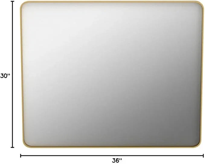 JISOSO Gold Bathroom Mirror, 30x36 Inch Brushed Gold Metal Frame Mirror for Wall, Rounded Rectangle Bathroom Vanity Mirror, Tempered Glass, Anti-Rust, Horizontal/Vertical - ModernBath