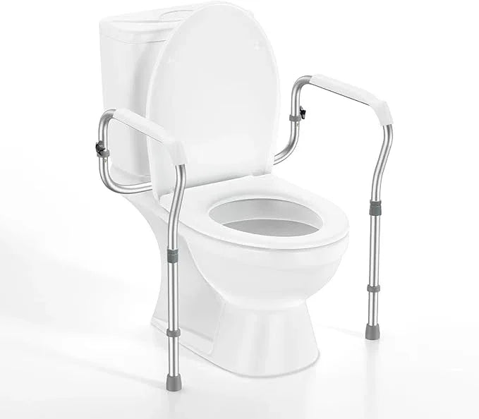 ZOLIQUEX Toilet Safety Rail for Seniors with 2 Reinforced Nuts, Height & Width Adjustable Toilet Safety Frame for Elderly, Handicap & Disabled Bathroom Assist Rail with Armrests 250 LB (White) - ModernBath