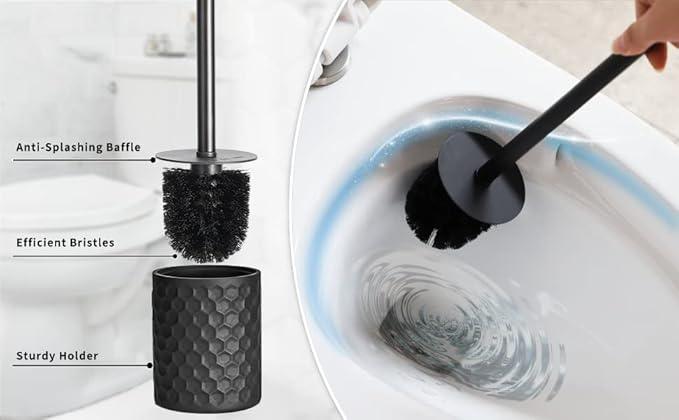 zccz Bathroom Accessory Set - 6 Pcs Black Bathroom Accessories Set with Trash Can, Toothbrush Holder, Toothbrush Cup, Soap Dispenser, Soap Dish, Toilet Brush with Holder - Accessoire Salle de Bain - ModernBath