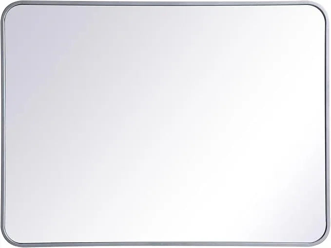 ARS Concepts Aura, Soft Corner Metal Rectangular Mirror 27X36 Inch in, Modern, Silver - ModernBath