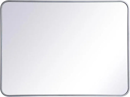 ARS Concepts Aura, Soft Corner Metal Rectangular Mirror 27X36 Inch in, Modern, Silver - ModernBath