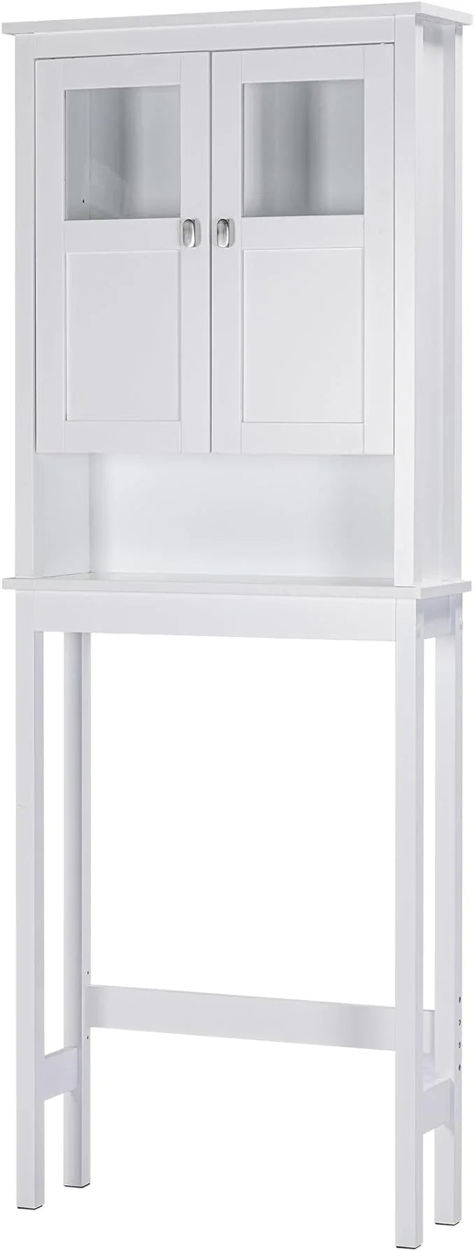 Spirich Bathroom Cabinet Over Toilet, Bathroom Storage Cabinet with Glass Doors and Adjustable Shelves, Over The Toilet Storage Cabinet, White - ModernBath