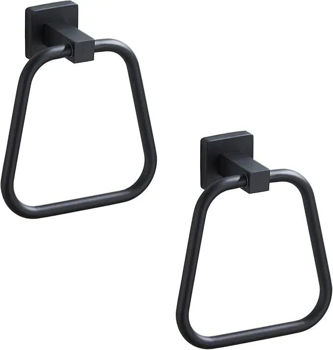 Matte Black Towel Ring for Bathroom 2 Pack, Kitchen Bath Towel Holder Hangers Wall Mount Heavy Duty Stainless Steel - ModernBath