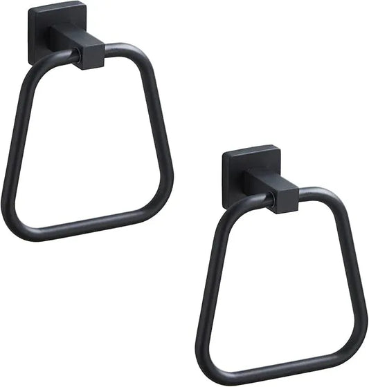 Matte Black Towel Ring for Bathroom 2 Pack, Kitchen Bath Towel Holder Hangers Wall Mount Heavy Duty Stainless Steel - ModernBath