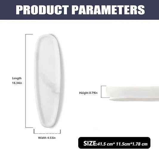 PracFit Natural Marble Tray – Real Stone for Bathroom, Vanity, Counter, and Home Decor. Perfect for Jewelry, Candles, and Cosmetics. Durable, Elegant, and Unique Made of Real Stone（White） - ModernBath