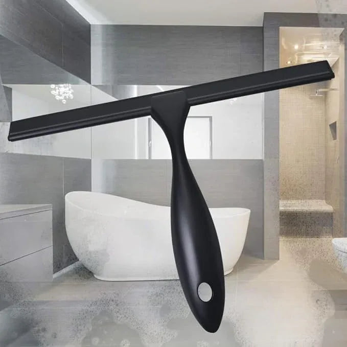 12'' Light Weight Stainless Steel Shower Squeegee for Glass Doors with 4 Pieces Set (1 Window Squeegee, 1 Door Hook and 2 Adhesive Hooks) Perfect Cleaning Tool for Car, Window, Bathroom Mirror - ModernBath