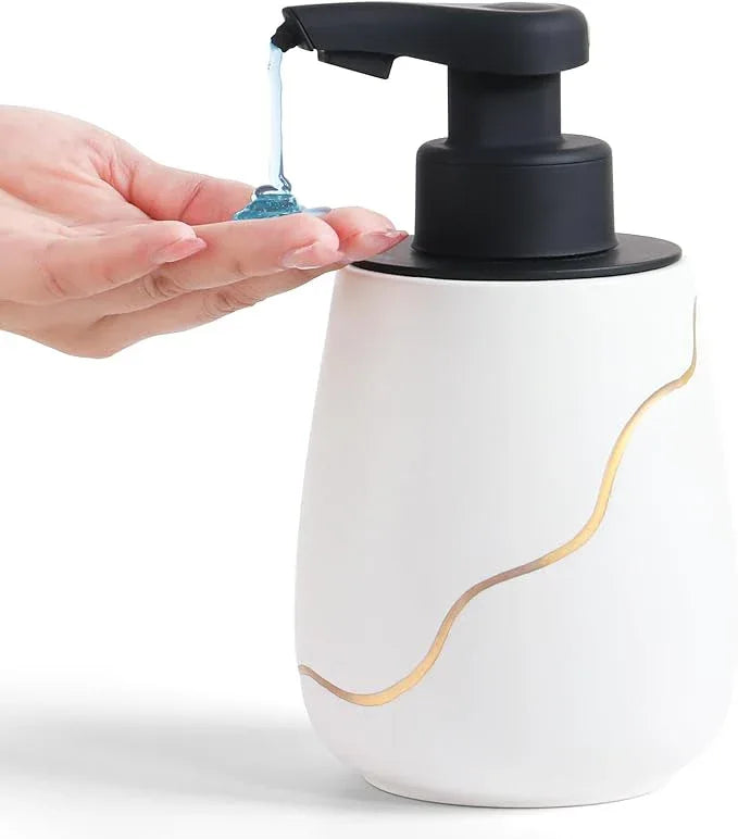 BosilunLife Automatic Soap Dispenser Bathroom - Liquid Hand Free Dispenser Smart Electric Lotion Soap Dispenser Touchless with Waterproof Pump Rechargeable Dish Soap Dispenser Ceramic White, 17oz - ModernBath