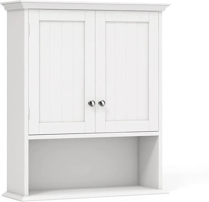 Giantex Bathroom Cabinet Wall Mount, Medicine Cabinet with Adjustable Shelf, Open Shelf, Over The Toilet Space Saver Storage Organizer for Laundry Room, Kitchen, Cupboard (White) - ModernBath
