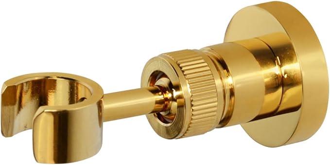 PHASAT Handheld Shower Head Holder Adjustable Solid Brass Handheld Shower Head Bracket Holder Wall Mount,Shower Wand Holder Gold,A13023G - ModernBath