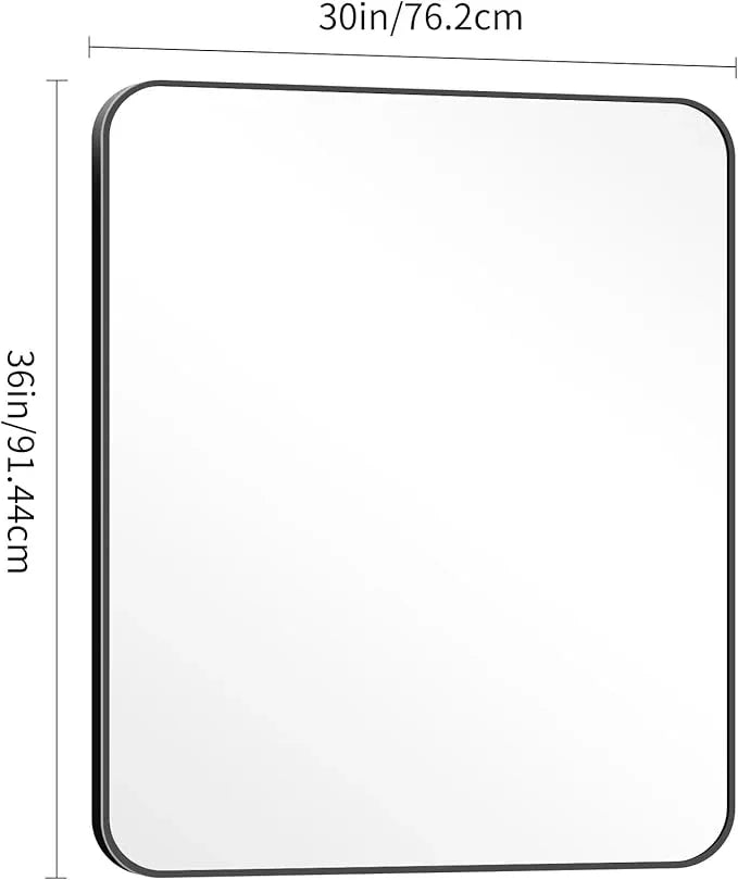 DESBING 30" x 36"Bathroom Mirror, Matte Black Wall Mirror with Metal Frame, Decorative Rectangular Vanity Mirror for Bedroom Bathroom Living Room Entryway (Horizontal/Vertical) - ModernBath