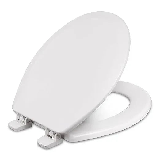 Centoco Round Toilet Seat, Heavy-Duty Wood Core with Plastic Scratch-Resistant Finish, Residential, Made in the USA, 700-001, White - ModernBath