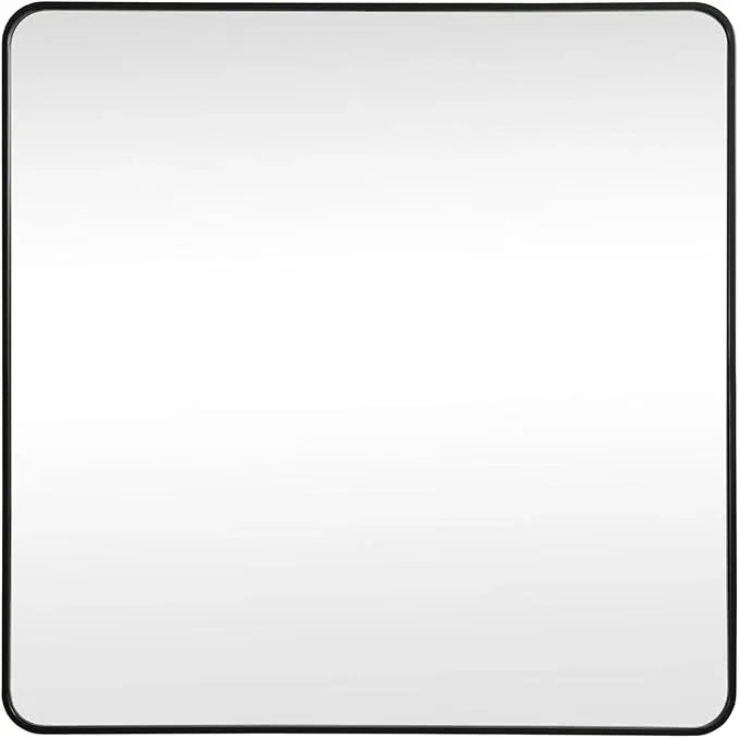 ARS Concepts Aura, Soft Corner Metal Square Mirror 42X42 Inch in, Modern, Black - ModernBath